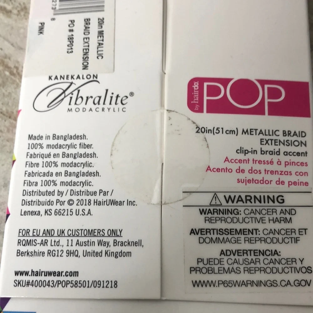 Pop by Hairdo 20” Pink Hair Extension Metallic Clip In Braid Extension Gift NEW!